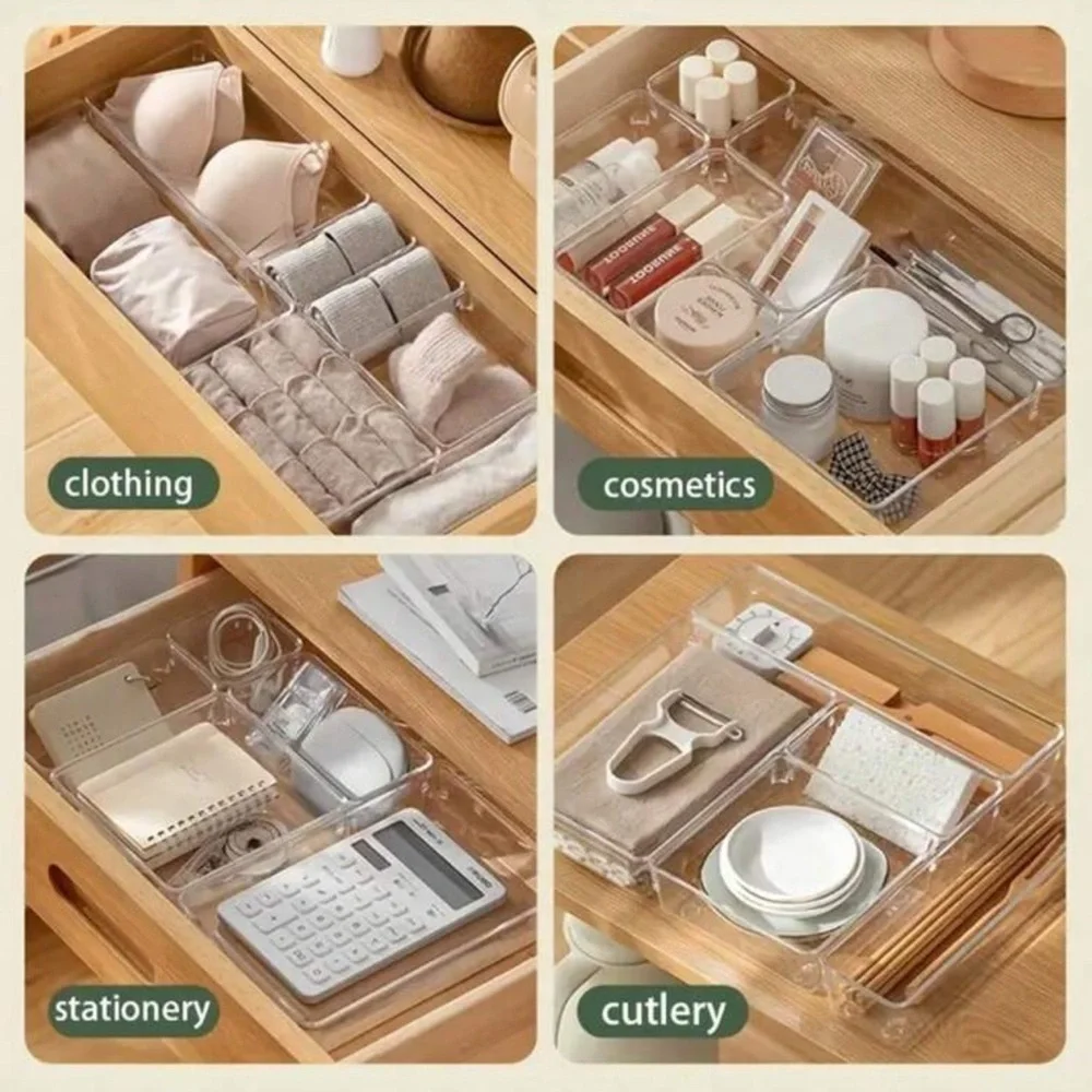 Clear Plastic Storage Bins Set organizer